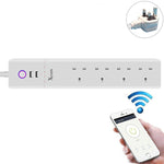 2 portas USB + 4 fichas UK, tomada inteligente com controlo remoto WiFi, compatível com Alexa e Google Home, comprimento do cabo: 1,8m, AC 90-265V, ficha UK, 4xUSB + 3x ficha UK (ficha UK)