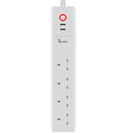 2 portas USB + 4 fichas UK, tomada inteligente com controlo remoto WiFi, compatível com Alexa e Google Home, comprimento do cabo: 1,8m, AC 90-265V, ficha UK, 4xUSB + 3x ficha UK (ficha UK)