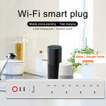 2 portas USB + 4 fichas UK, tomada inteligente com controlo remoto WiFi, compatível com Alexa e Google Home, comprimento do cabo: 1,8m, AC 90-265V, ficha UK, 4xUSB + 3x ficha UK (ficha UK)