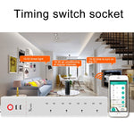 2 portas USB + 4 fichas UK, tomada inteligente com controlo remoto WiFi, compatível com Alexa e Google Home, comprimento do cabo: 1,8m, AC 90-265V, ficha UK, 4xUSB + 3x ficha UK (ficha UK)