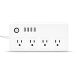 4 portas USB + 4 fichas US, tomada inteligente com controlo remoto WiFi, compatível com Alexa e Google Home, AC 110-240V, ficha US, 4xUSB + 4x ficha US (ficha US)