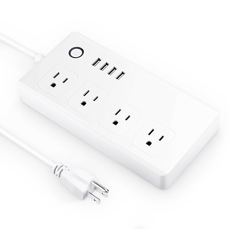 4 portas USB + 4 fichas US, tomada inteligente com controlo remoto WiFi, compatível com Alexa e Google Home, AC 110-240V, ficha US, 4xUSB + 4x ficha US (ficha US)