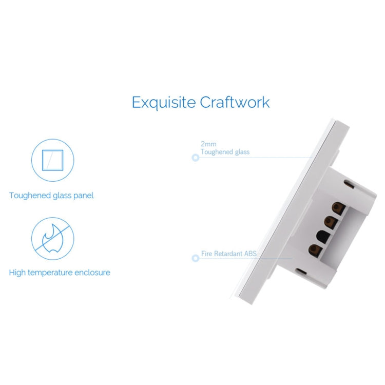 Interruptor de Parede Inteligente WS-EU-01 com Painel de Vidro Temperado, Controlo por APP EWeLink e Toque, 2A 1 Canal, AC 90V-250V, Plugue UE, 1 Canal