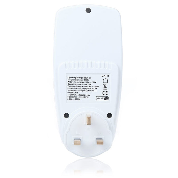 Medidor de Energia LCD AC 230-250V 50Hz Máx 13A Watt Volt Analisador de Potência Tensão Monitor Automático de Eletricidade, Plugue UK, AC 230-250V Plugue UK