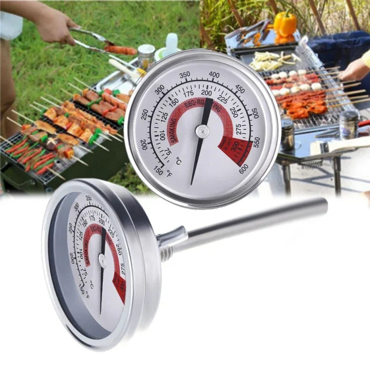 Termómetros para Forno em Aço Inoxidável para Churrasco, Fumador, Grelhador Termómetro Bimetálico Medidor de Temperatura com Dupla Exibição e Vidro Anti-embaçamento, WSS-411