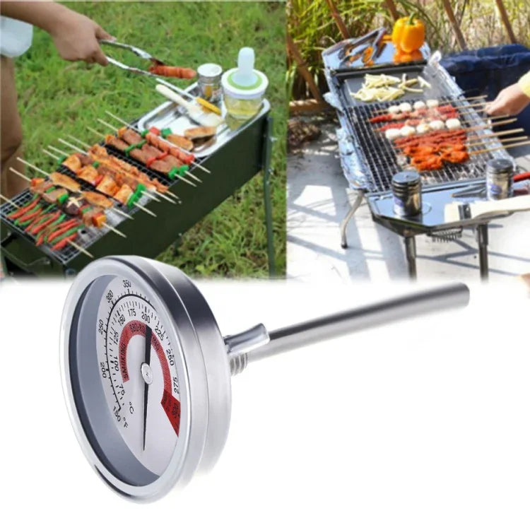 Termómetros para Forno em Aço Inoxidável para Churrasco, Fumador, Grelhador Termómetro Bimetálico Medidor de Temperatura com Dupla Exibição e Vidro Anti-embaçamento, WSS-411