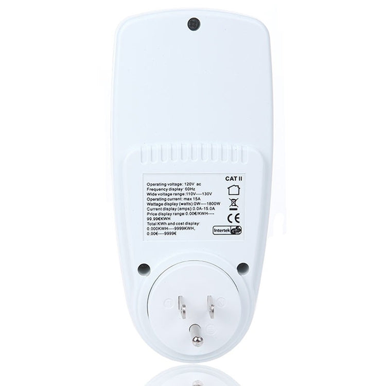 Medidor de Energia LCD AC 120V 60Hz Máx 15A Watt Amps Volt Monitor de Uso de Eletricidade, Plugue US, AC 120V Plugue US