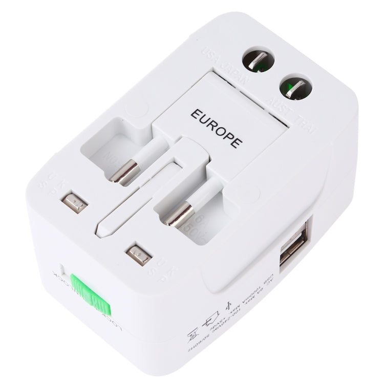 Conversor Universal de Viagem Multi-funções 110-250V com Interfaces USB Duplas, Plugues EU / UK / US / AU