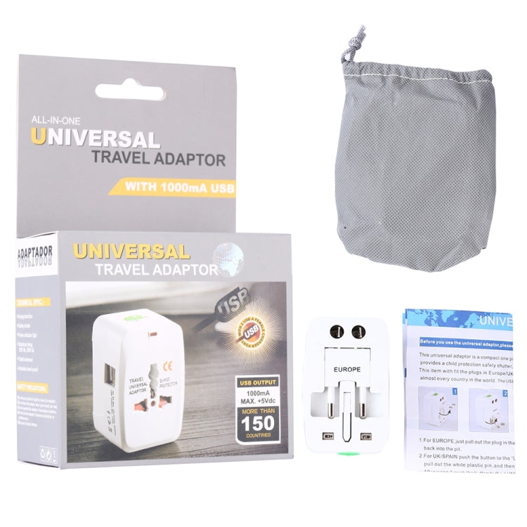 Conversor Universal de Viagem Multi-funções 110-250V com Interfaces USB Duplas, Plugues EU / UK / US / AU
