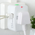 Conversor Universal de Viagem Multi-funções 110-250V com Interfaces USB Duplas, Plugues EU / UK / US / AU