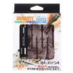 Conjunto de Chaves de Fenda Modelo 6 em 1 JAKEMY JM-8154 com Pontas de Precisão S-2 de 65mm (Cruz 3.0, Hexágono H1.5 & H2.0 & H2.5 & H3.0), JM-8154