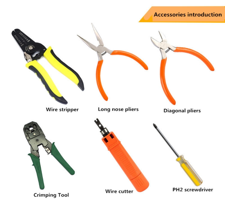 Kit Profissional JAKEMY PS-P15 16 em 1 para Rede LAN com Alicate Crimpador, Descascador, Cortador, Chave de Fendas, 16 em 1