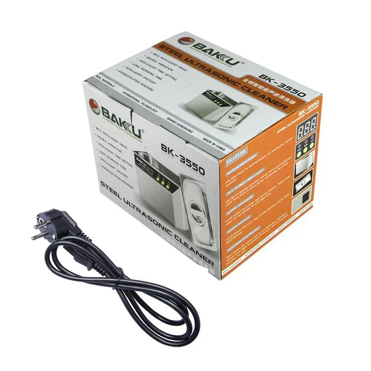Limpeza Ultrassónica BAKU BK-3550 35W / 50W Ajustável 0.8L com Ecrã LCD, AC 220V, Plug UE, BK-3550 35W / 50W 0.8L 220V