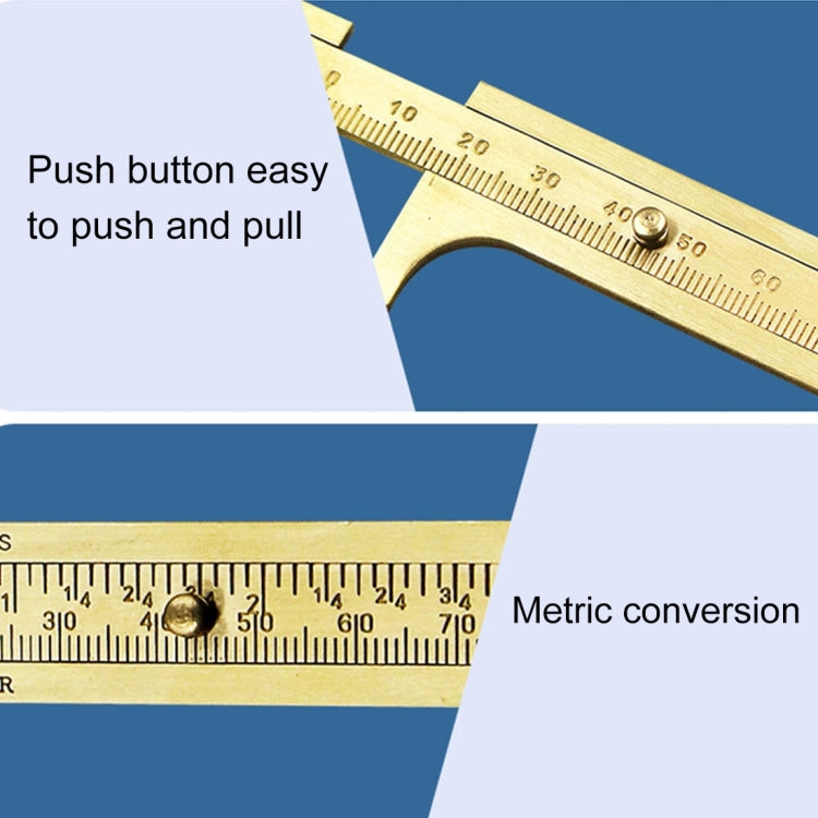 Calibrador Vernier Deslizante Mini Portátil de Latão 100mm para Medição de Contas e Joias, 100mm