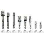 Conjunto de 8 Peças Barra de Extensão para Bits de Soquete Adaptador de Haste Hexagonal Broca para Porca, 1/4(65/50/30/25mm), 3/8(65/50mm), 1/2(73/50mm), Conjunto de 8 Peças Comprimento:65-73mm