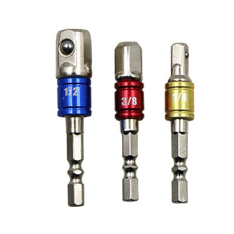 Conjunto de 3 Peças Barra de Extensão para Soquete Adaptador de Haste Hexagonal Broca Chave de Porca para Furadeira (1/4, 3/8, 1/2 polegadas), Comprimento: 65-73mm, 3 Peças Comprimento: 65-73mm