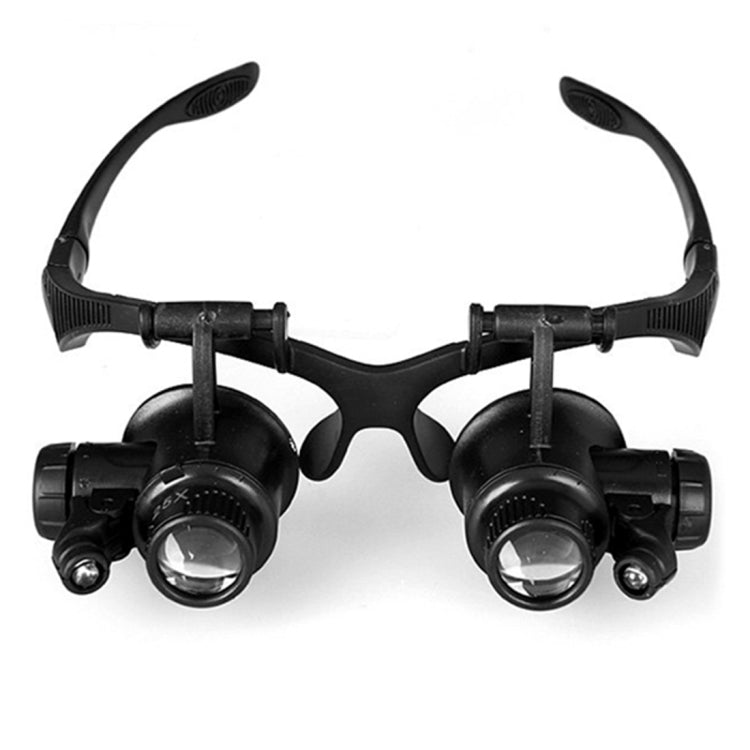 Lupa de Cabeça com Lentes Duplas 10X 15X 20X 25X para Joalheiro e Reparação de Relógios com 2 Luzes LED (Preto), 9892G