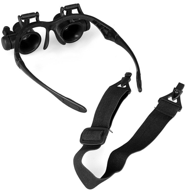 Lupa de Cabeça com Lentes Duplas 10X 15X 20X 25X para Joalheiro e Reparação de Relógios com 2 Luzes LED (Preto), 9892G
