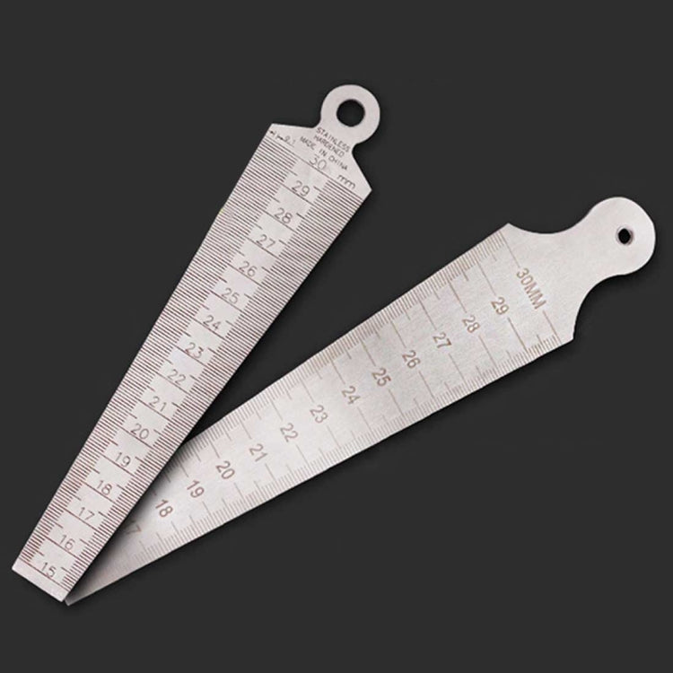 Calibre de Folga em Cunha 15-30mm Régua de Aço Inoxidável Medidor de Inclinação para Inspeção Métrico e Imperial, 15-30mm Métrico Imperial