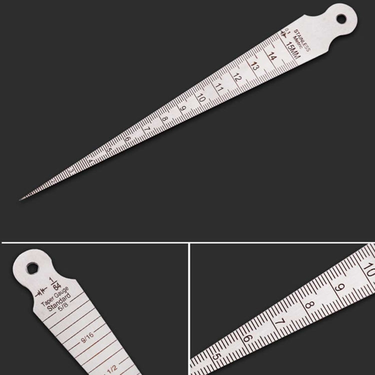 Calibre de Folga em Cunha 1-15mm Fino Régua de Aço Inoxidável Medidor de Inclinação para Inspeção Métrico e Imperial, 1-15mm Fino Métrico Imperial
