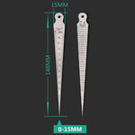 Calibre de Folga em Cunha 1-15mm Fino Régua de Aço Inoxidável Medidor de Inclinação para Inspeção Métrico e Imperial, 1-15mm Fino Métrico Imperial