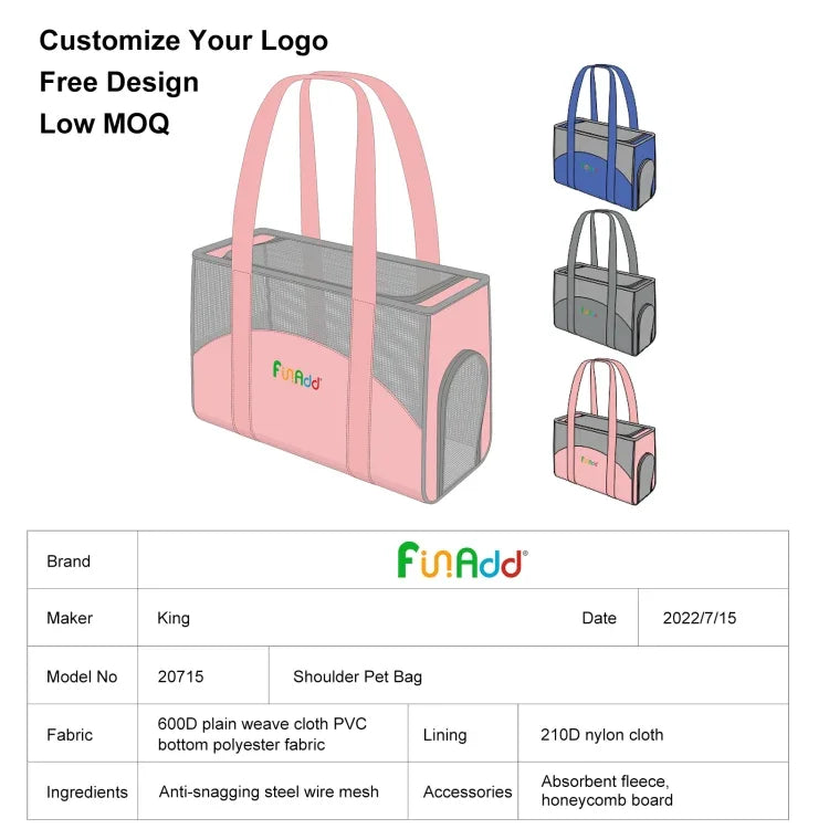 FUNADD Bolsa Portátil e Respirável para Animais, Bolsa de Ombro para Exterior, Bolsa Respirável para Animais