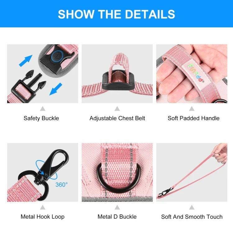 FunAdd Corda de Tração Colete Respirável Refletor de Nylon para Animais Arnês para Cão, Tamanho: M, Tamanho: M