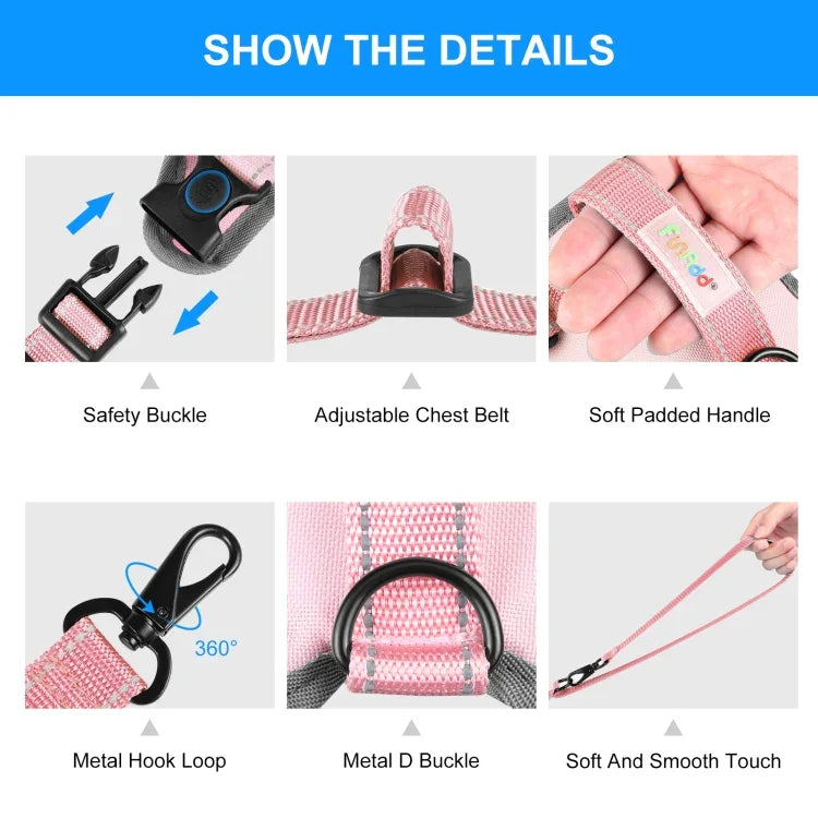FunAdd Corda de Tração Colete Respirável Refletor de Nylon para Animais Arnês para Cão, Tamanho: S, Tamanho: S