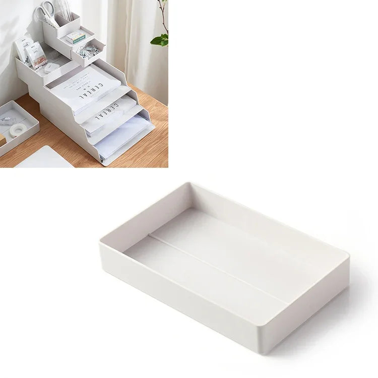 Caixa Pequena de Armazenamento de Arquivos para Secretária, Montável e Removível, 0115-3 (Verde Azul), 0115-3 (Cinza Branco)
