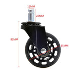 Roda Transparente Preta PU de 2,5 polegadas Adequada para Cadeira de Escritório 11x22mm Roda Universal Silenciosa com Parafuso, Roda de 2,5 polegadas