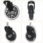 Roda Transparente Preta PU de 2,5 polegadas Adequada para Cadeira de Escritório 11x22mm Roda Universal Silenciosa com Parafuso, Roda de 2,5 polegadas