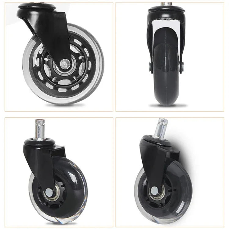 Roda Transparente Preta PU de 2,5 polegadas Adequada para Cadeira de Escritório 11x22mm Roda Universal Silenciosa com Parafuso, Roda de 2,5 polegadas