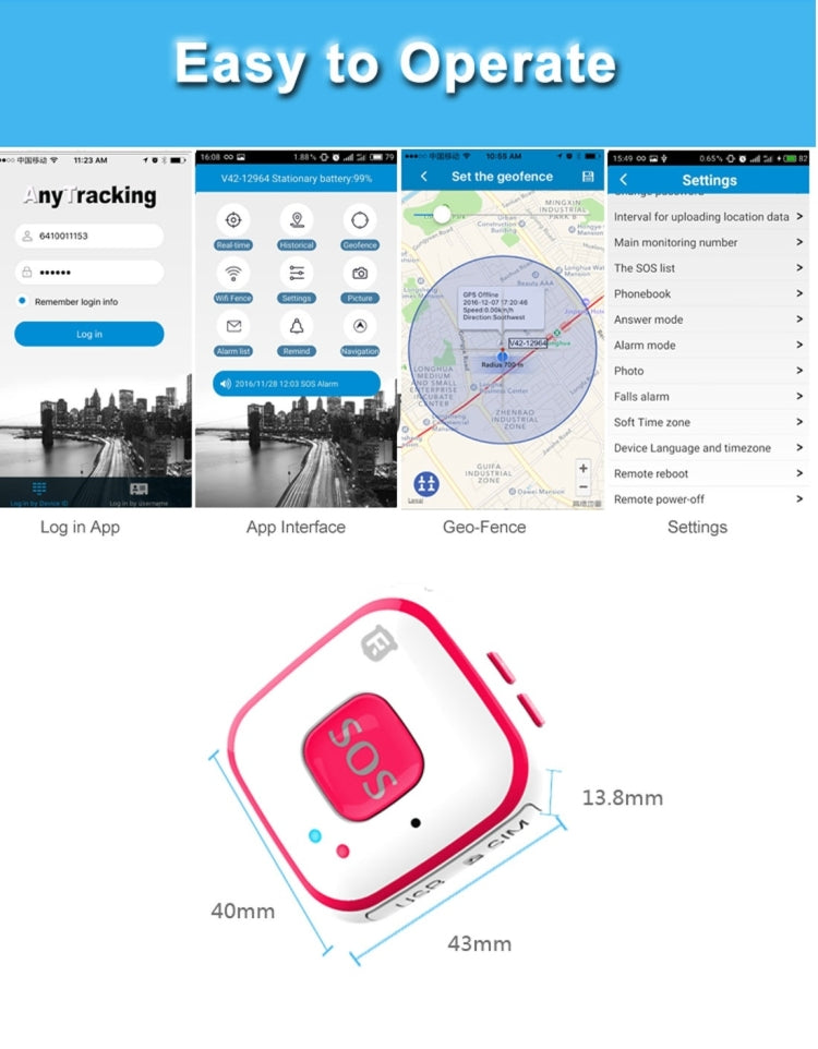 REACHFAR V28 Rastreador Mini GSM Estilo Colar LBS WiFi AGPS Comunicador SOS, RF-V28