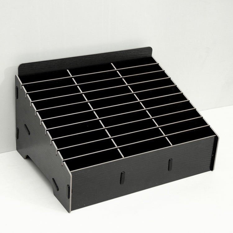 Suporte de Filme para Telemóvel em Madeira com Múltiplas Células, Expositor para Secretária, 30 Grades, Tamanho: 31.5x23.5x18.5cm, 30 Grades, Preto, 30 Grades, Rosa, 30 Grades, Verde
