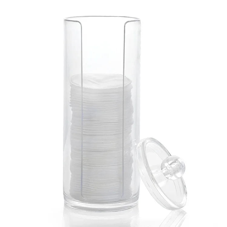 Caixa Cosmética Redonda Transparente Elevada de Plástico para Almofadas de Algodão, Caixa Elevada para Almofadas de Algodão