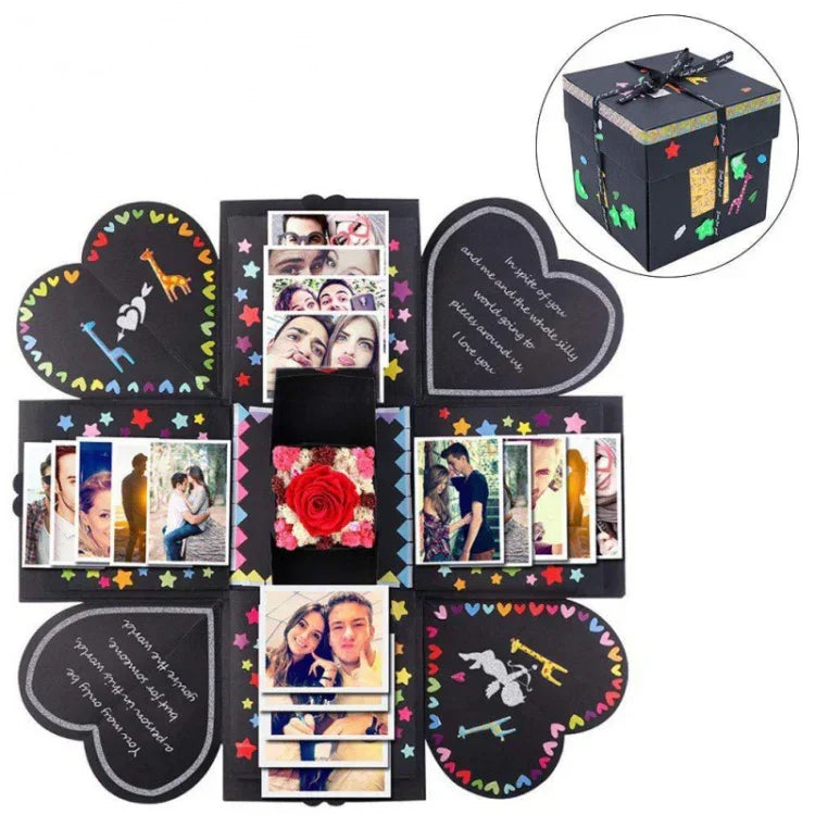 Álbum de Fotos Criativo DIY Livro Comemorativo Caixa de Presente Surpresa Explosiva, Versão Final + PVC, Álbum de Fotos Feito à Mão