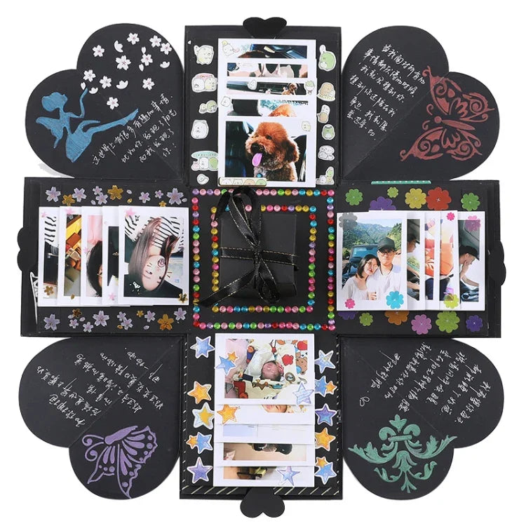 Álbum de Fotos Criativo DIY Livro Comemorativo Caixa de Presente Surpresa Explosiva, Versão Final + PVC, Álbum de Fotos Feito à Mão