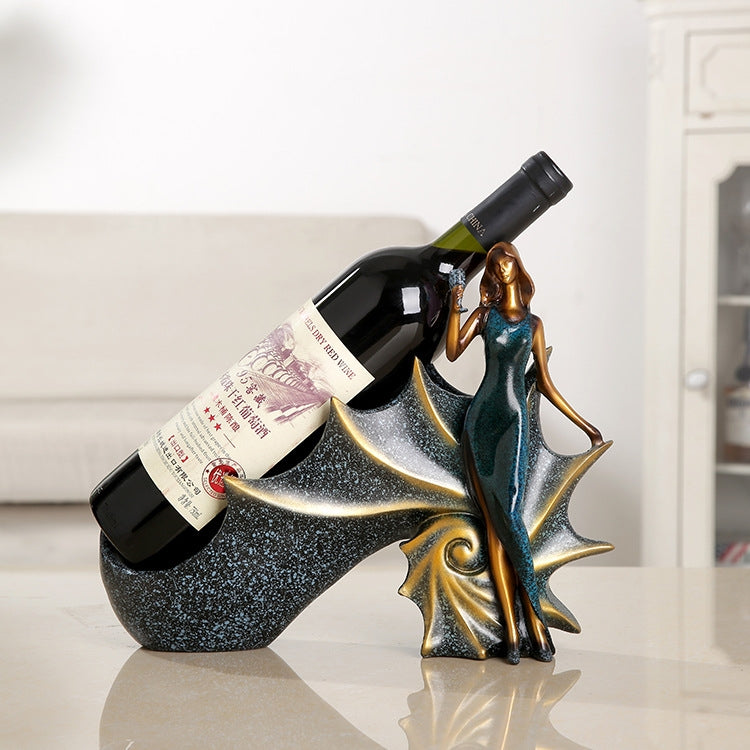 Prateleira Criativa para Vinho em Forma de Loira, Suporte para Garrafas, Ornamento em Resina para Decoração de Casa