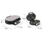 Máquina Doméstica de Waffles e Torradas com Dupla Placa de Aquecimento, Mini Máquina Elétrica para Pequeno-Almoço, Máquina Elétrica para Sanduíches e Bolos, Ficha UE