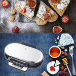 Máquina Doméstica de Waffles e Torradas com Dupla Placa de Aquecimento, Mini Máquina Elétrica para Pequeno-Almoço, Máquina Elétrica para Sanduíches e Bolos, Ficha UE