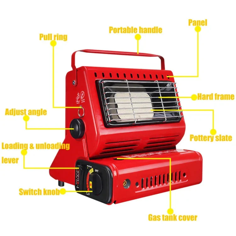 Aquecedor a Gás Multifuncional Portátil para Camping ao Ar Livre, Fogão a Gás com Queimador, Alimentado por Dois Tanques de Gás (Não Incluídos), Dois Tanques de Gás