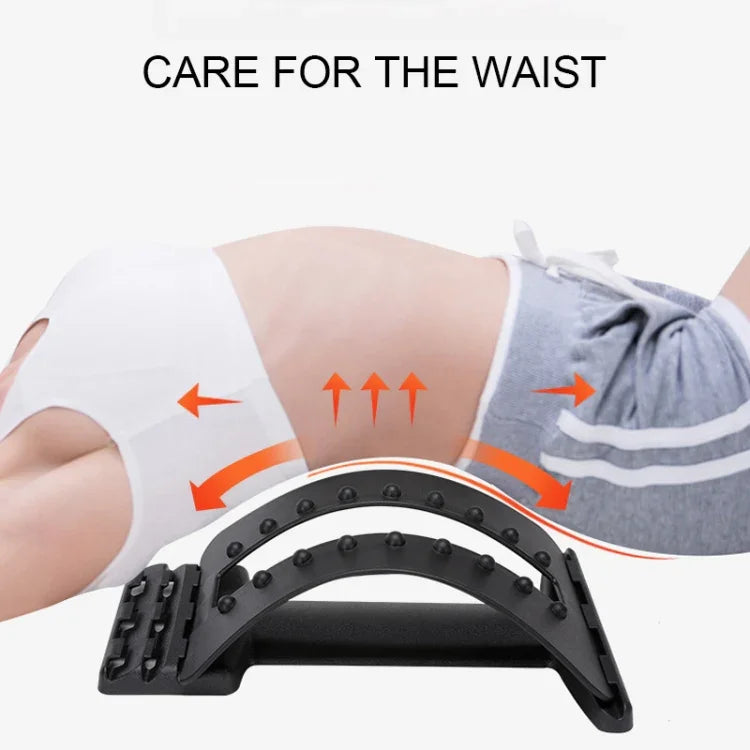 Dispositivo de Tração Lombar para Alongamento, Corrector de Postura, Suporte para a Cintura, Alívio da Dor na Coluna, Massageador de Costas, Preto Normal