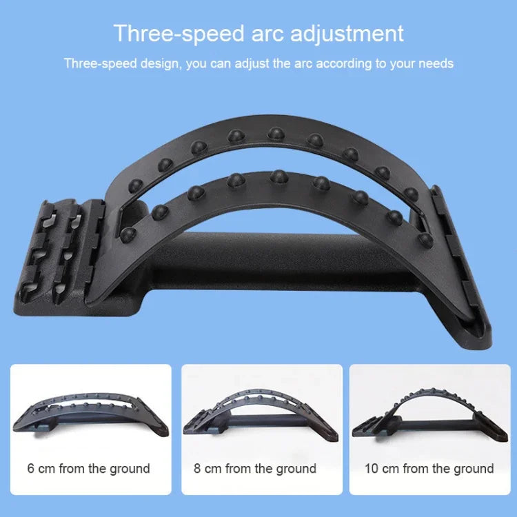 Dispositivo de Tração Lombar para Alongamento, Corrector de Postura, Suporte para a Cintura, Alívio da Dor na Coluna, Massageador de Costas, Preto Normal
