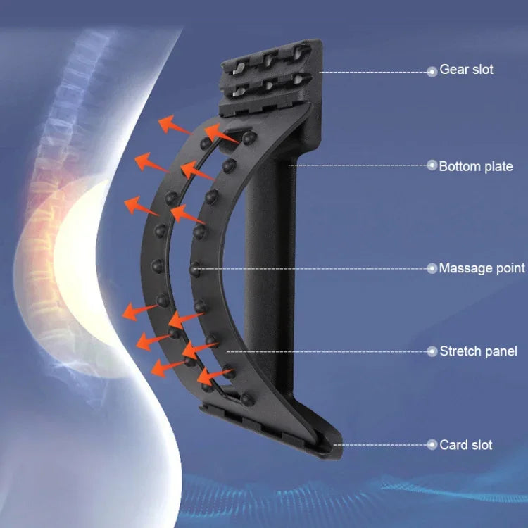 Dispositivo de Tração Lombar para Alongamento, Corrector de Postura, Suporte para a Cintura, Alívio da Dor na Coluna, Massageador de Costas, Preto Normal
