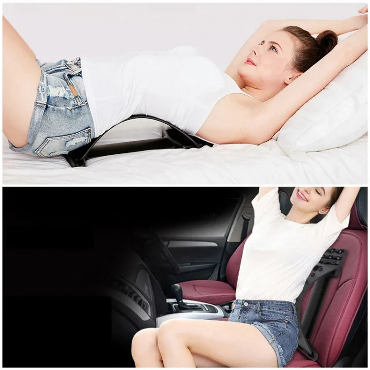 Dispositivo de Tração Lombar para Alongamento, Corrector de Postura, Suporte para a Cintura, Alívio da Dor na Coluna, Massageador de Costas, Preto Normal