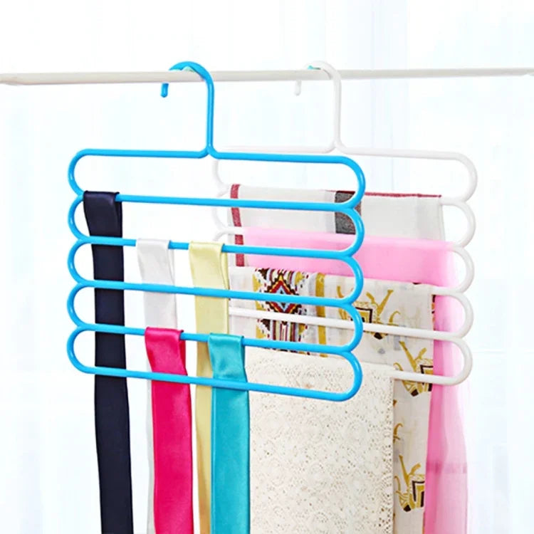 10 Peças de Cabides Multifuncionais de 5 Camadas para Calças, Cachecóis, Gravatas, Cabides de Roupa de Plástico, Cabides de 5 Camadas para Calças