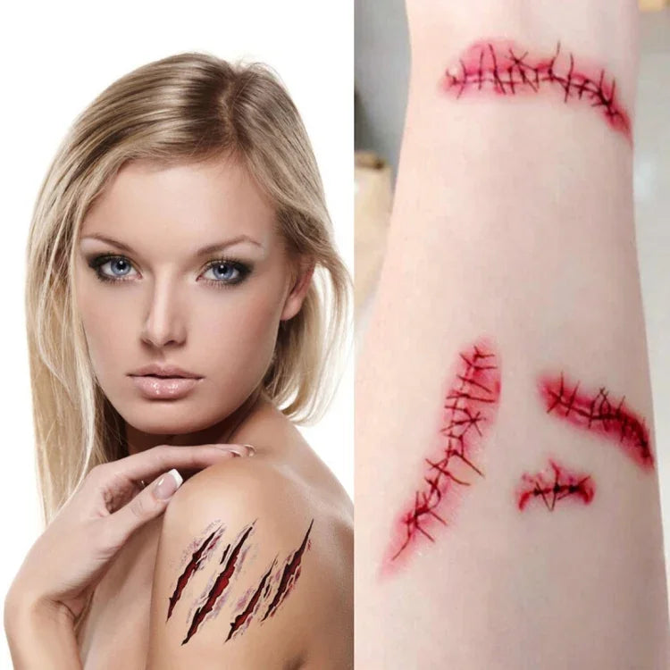10pcs S-165 Halloween Terror Tatuagem Temporária Realista de Ferida, Arranhões, Lesão, Cicatriz, S-165/10pcs