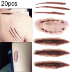 20pcs S-250 Halloween Terror Arranhões Realistas Ferida Lesão Cicatriz Tatuagem Temporária Autocolante, S-250/20pcs