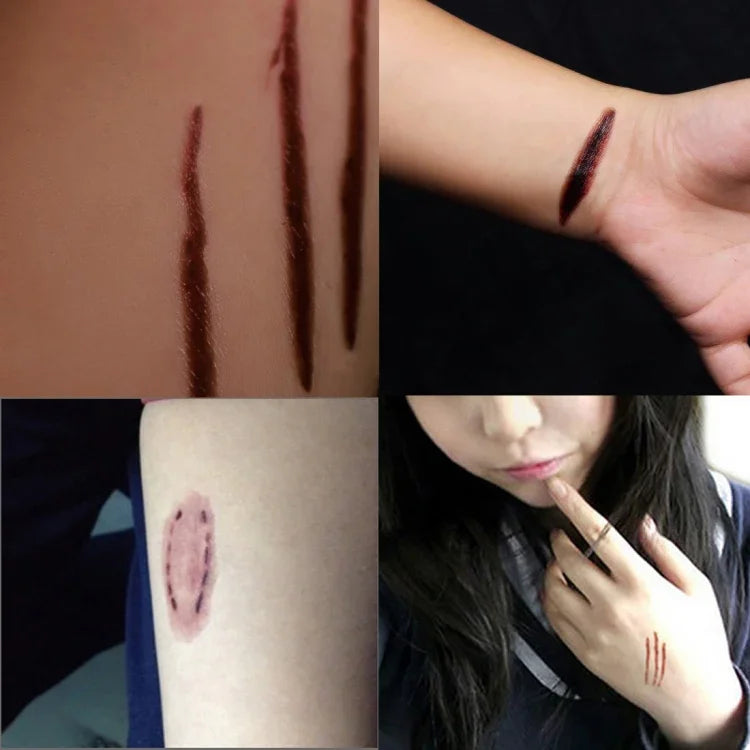 20pcs S-250 Halloween Terror Arranhões Realistas Ferida Lesão Cicatriz Tatuagem Temporária Autocolante, S-250/20pcs