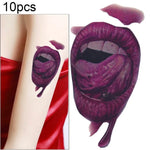 10pcs S-291 Halloween Terror Ferida Sangue Boca Realista Tatuagem Temporária Autocolante, S-291/10pcs